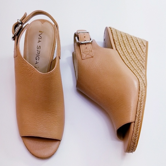 Via Spiga Shoes - ❌SOLD❌VIA SPIGA INGRID LEATHER OPEN TOE NUDE WEDGE